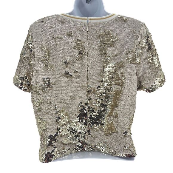 Chelsea & Violet Gold Sequin Crop Top - Picture 2 of 3